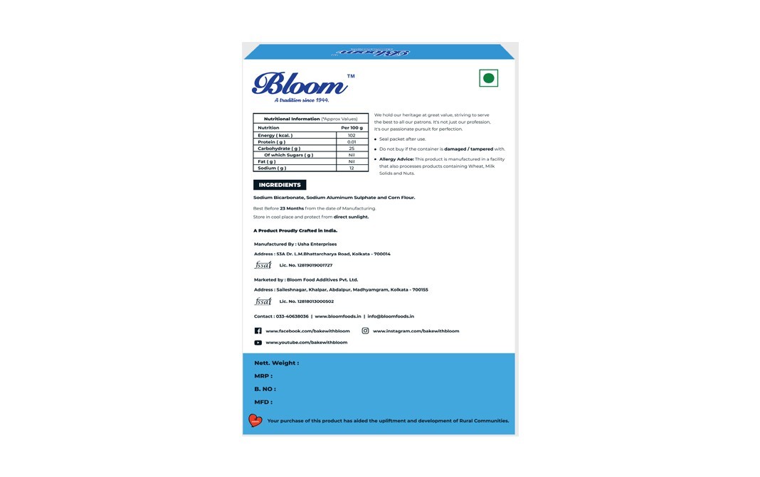 Bloom Baking Powder    Box  400 grams